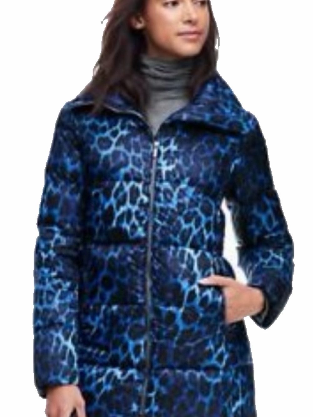 Lands' End Leopard Print Patterned Long Puffer Coat